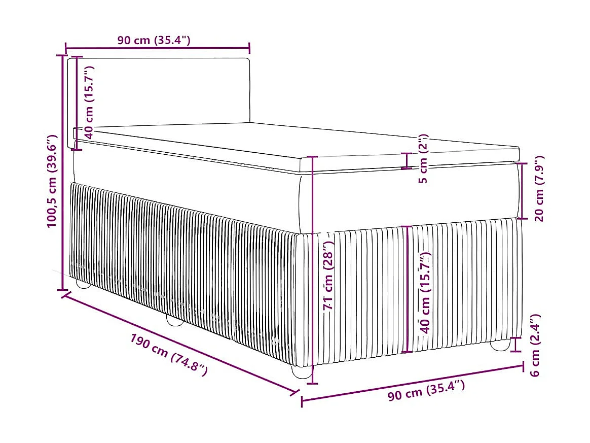 Sommier à lattes de lit avec matelas Taupe 90x190 cm Tissu