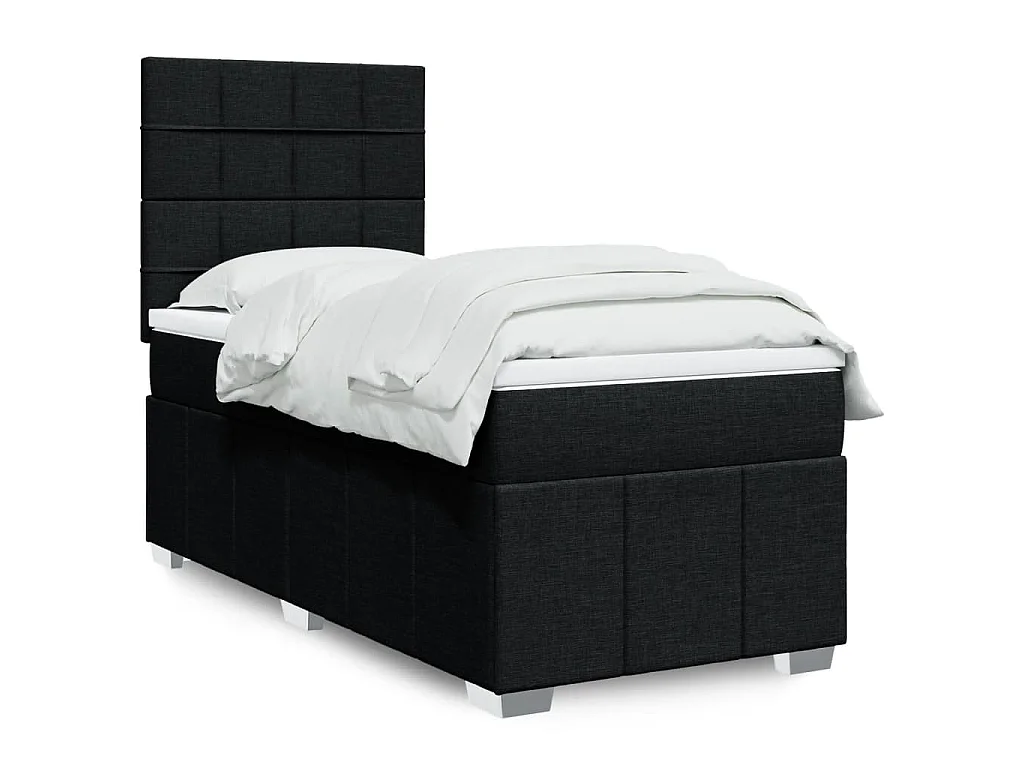 Giroletto a Molle con Materasso Nero 90x190 cm in Tessuto