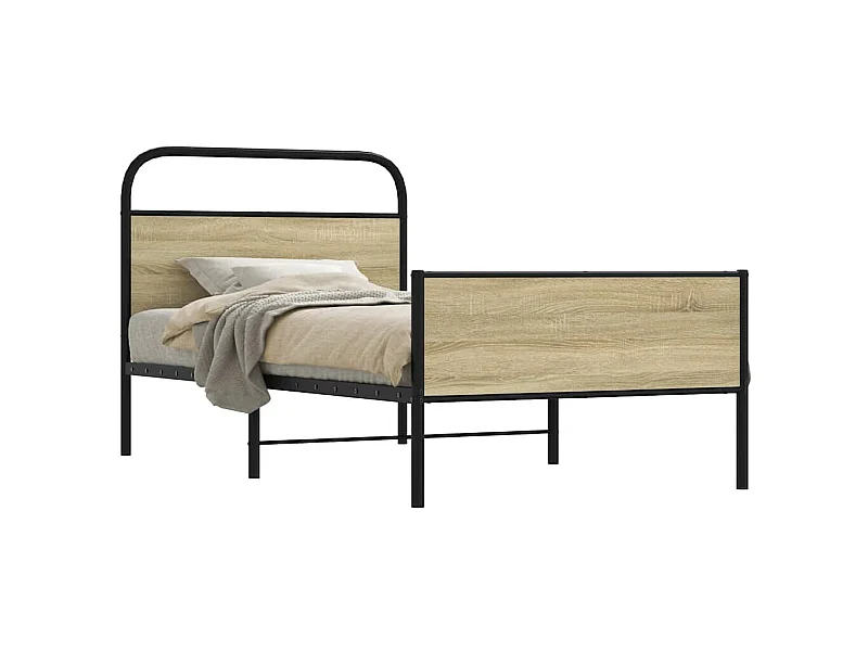 Bettgestell ohne Matratze 100x190 cm Sonoma-Eiche Holzwerkstoff