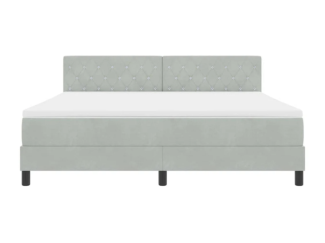 Lit à ressorts avec matelas Gris clair 180 x 200 cm tissu