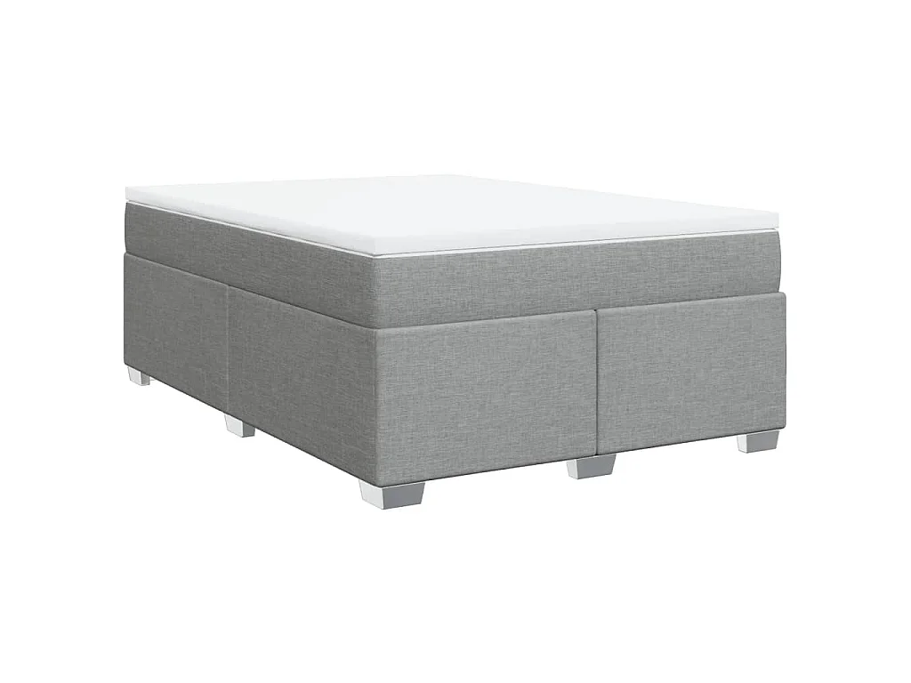 Cama box spring con colchón tela gris claro 160x200 cm