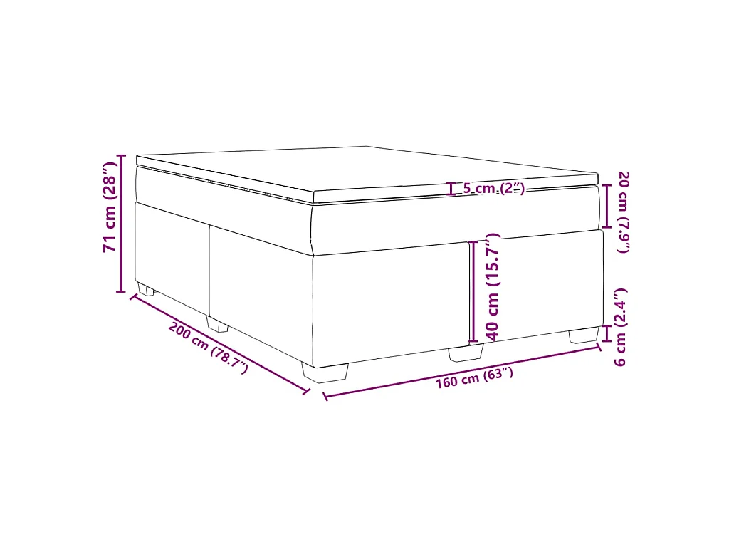 Cama box spring con colchón tela gris claro 160x200 cm