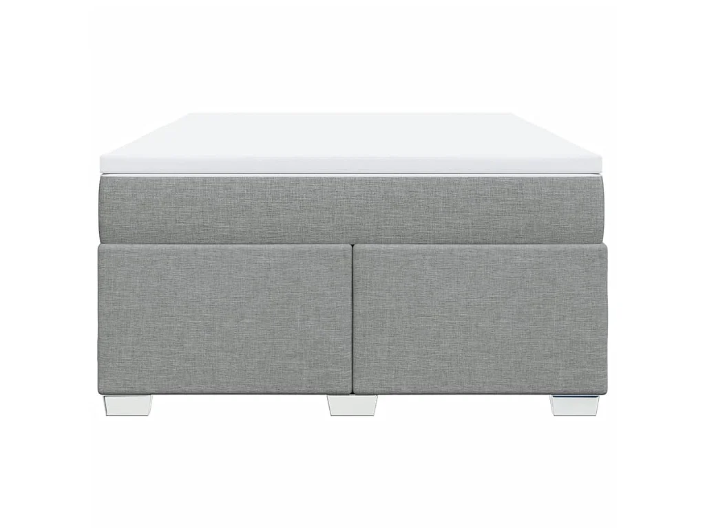 Cama box spring con colchón tela gris claro 160x200 cm