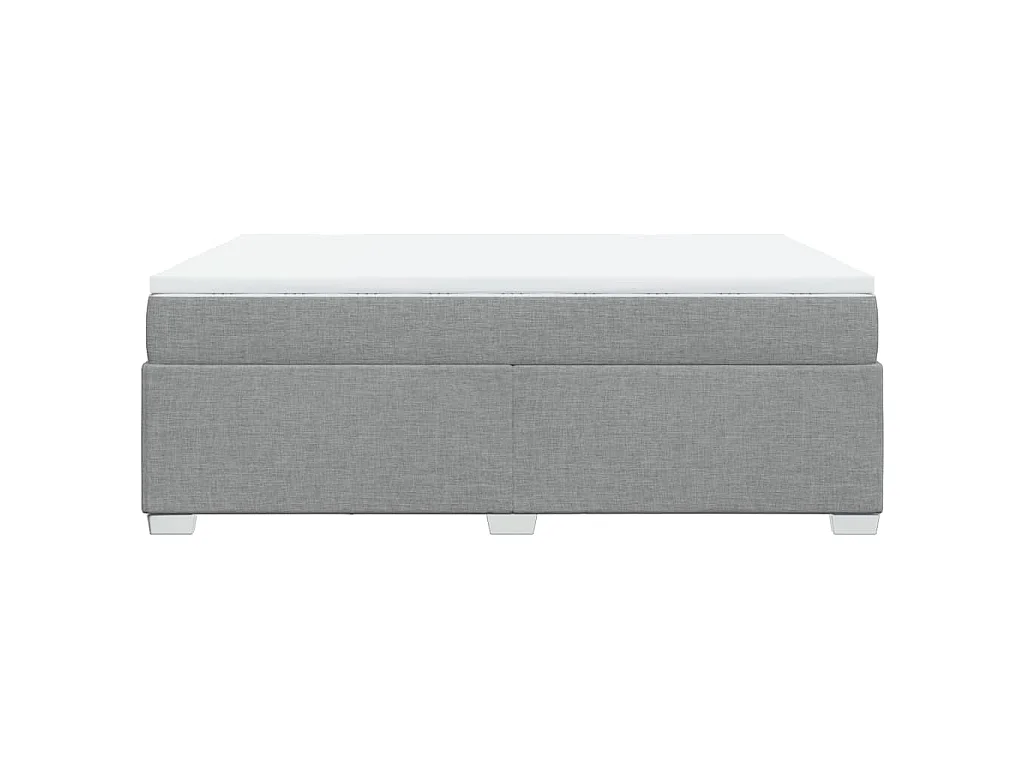 Cama box spring con colchón tela gris claro 160x200 cm