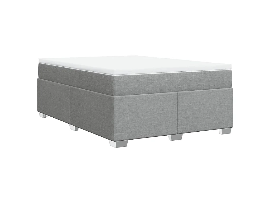 Cama box spring con colchón tela gris claro 160x200 cm