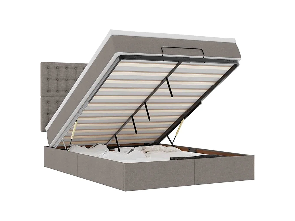 Ottoman bed met matras en LED's 140x200cm stof taupe