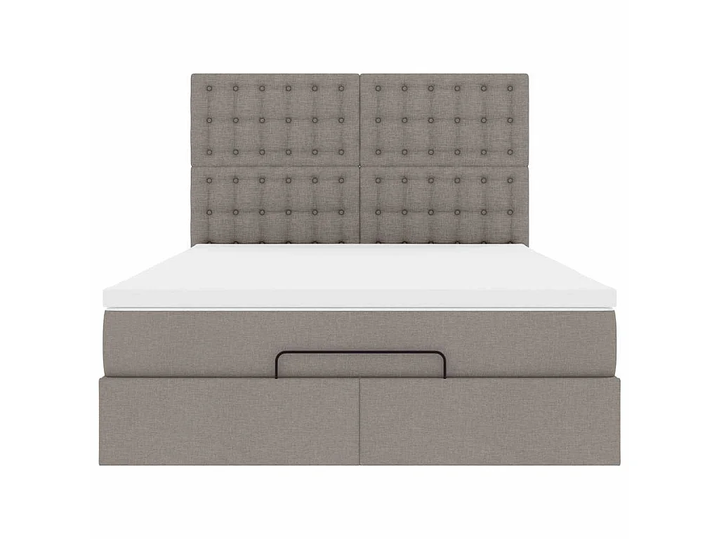 Ottoman bed met matras en LED's 140x200cm stof taupe