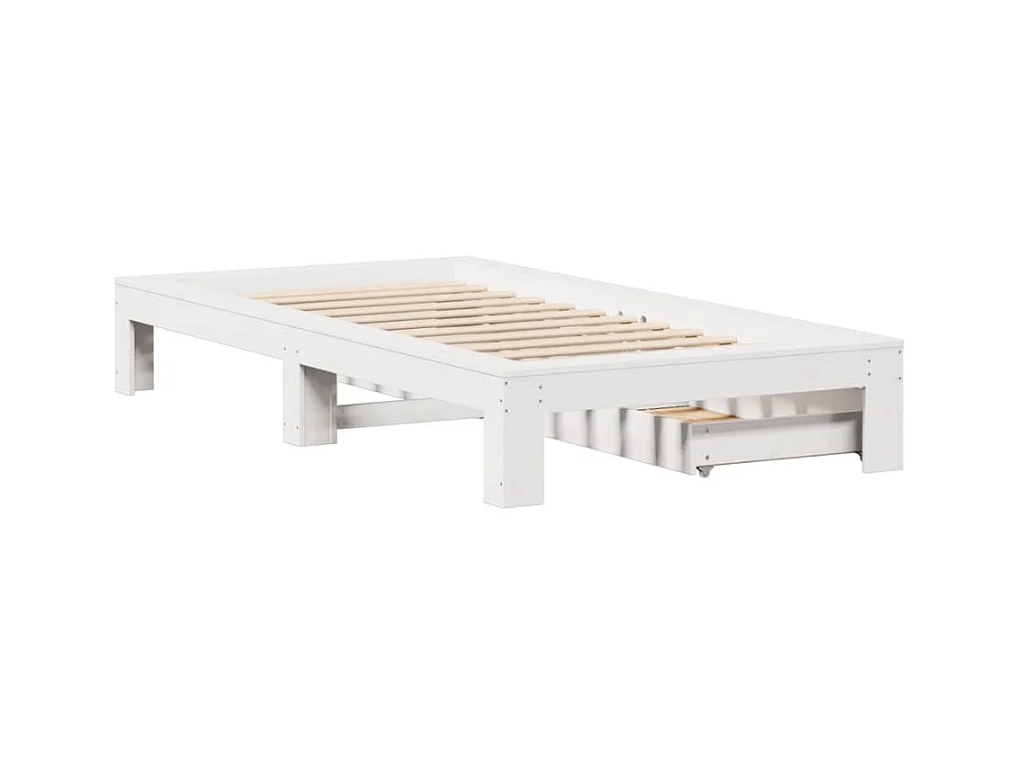 Cadre de lit sans matelas blanc 90x200 cm bois de pin massif