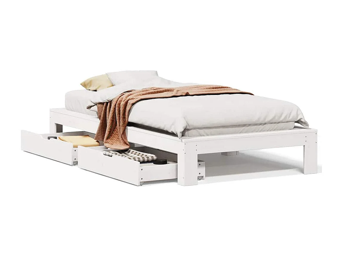 Cadre de lit sans matelas blanc 90x200 cm bois de pin massif