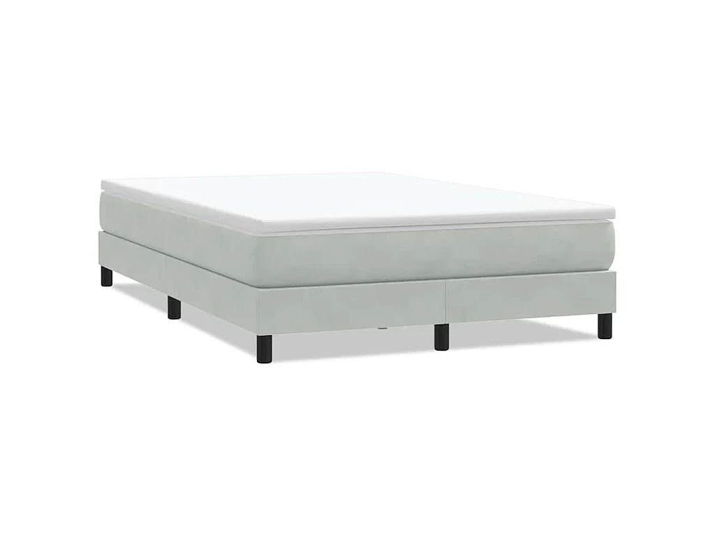 Cama com molas sem colchão 160x220 cm veludo cinzento-claro