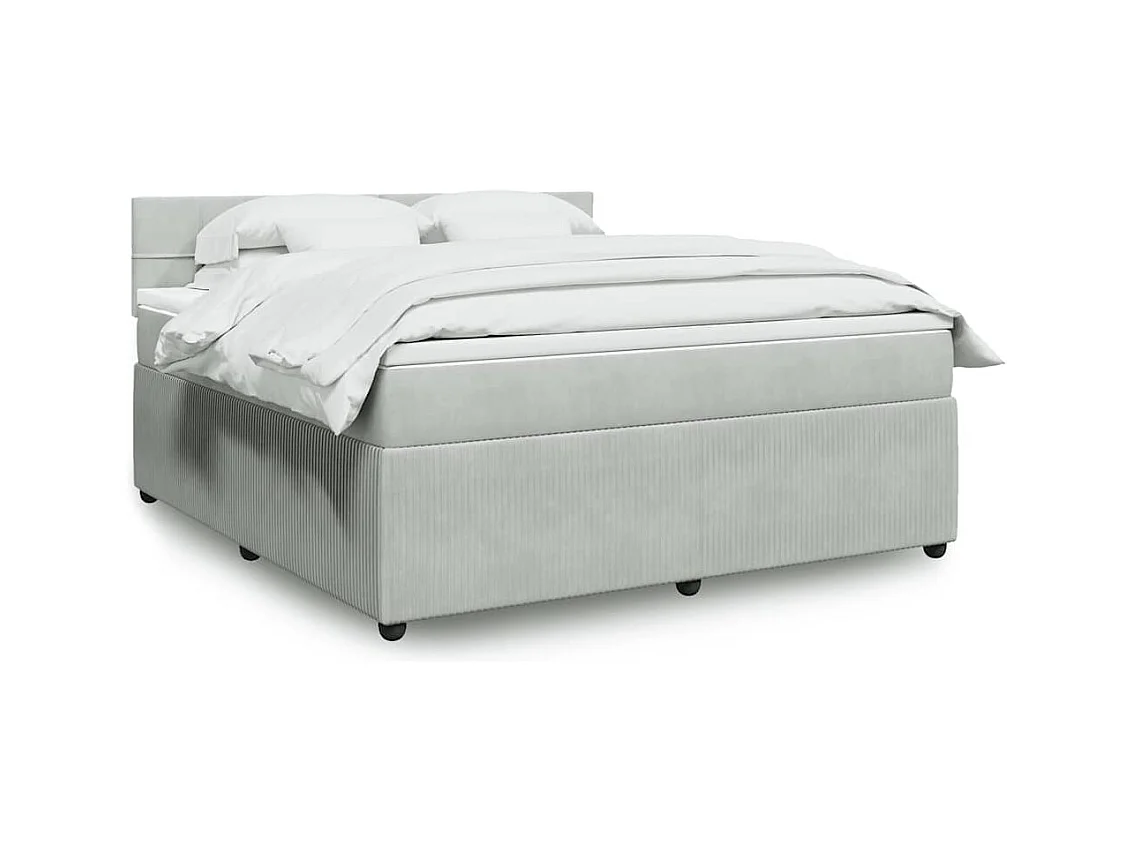 Sommier à lattes de lit et matelas Gris clair 180x200cm Velours