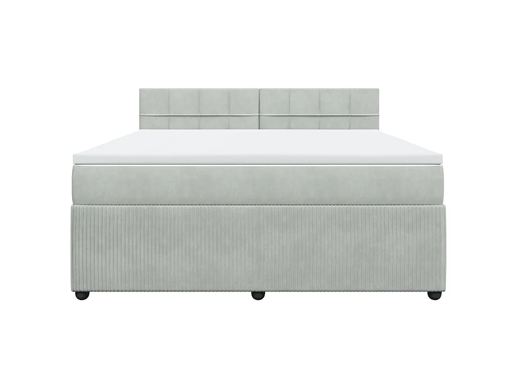 Cama box spring con colchón terciopelo gris claro 180x200 cm