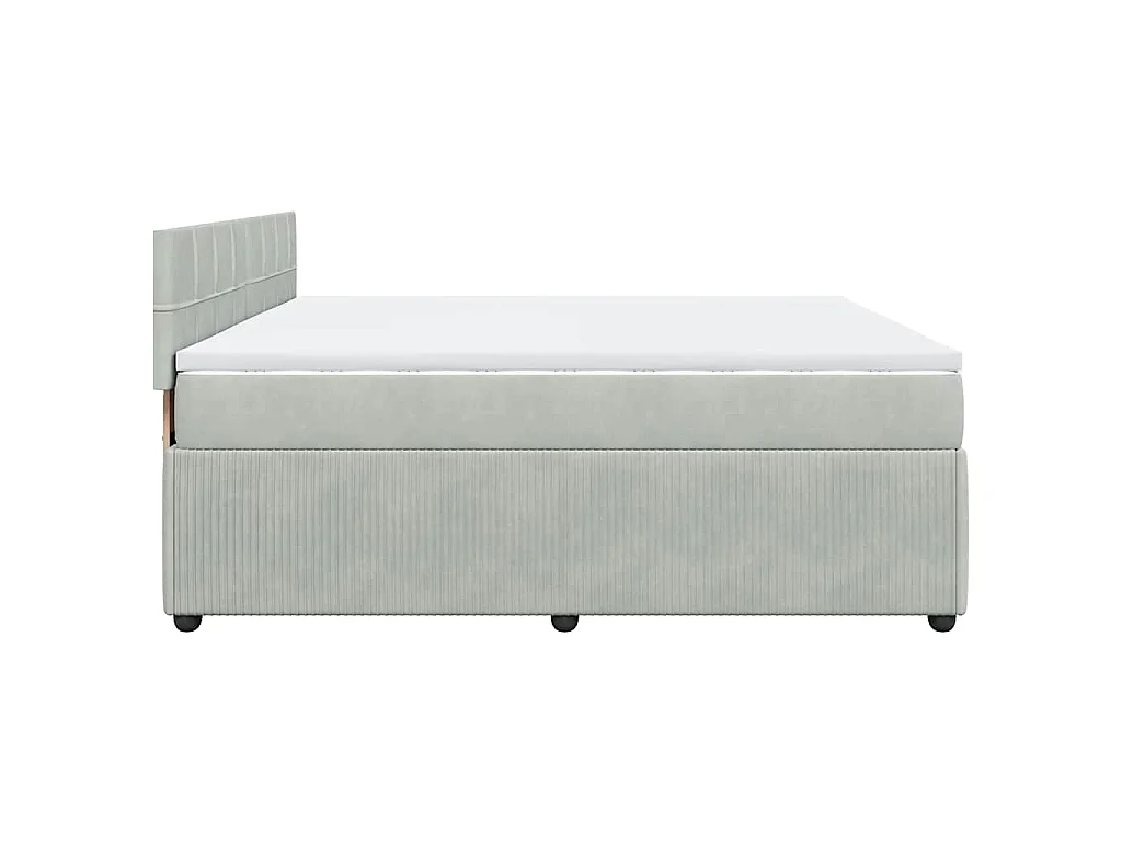 Cama box spring con colchón terciopelo gris claro 180x200 cm