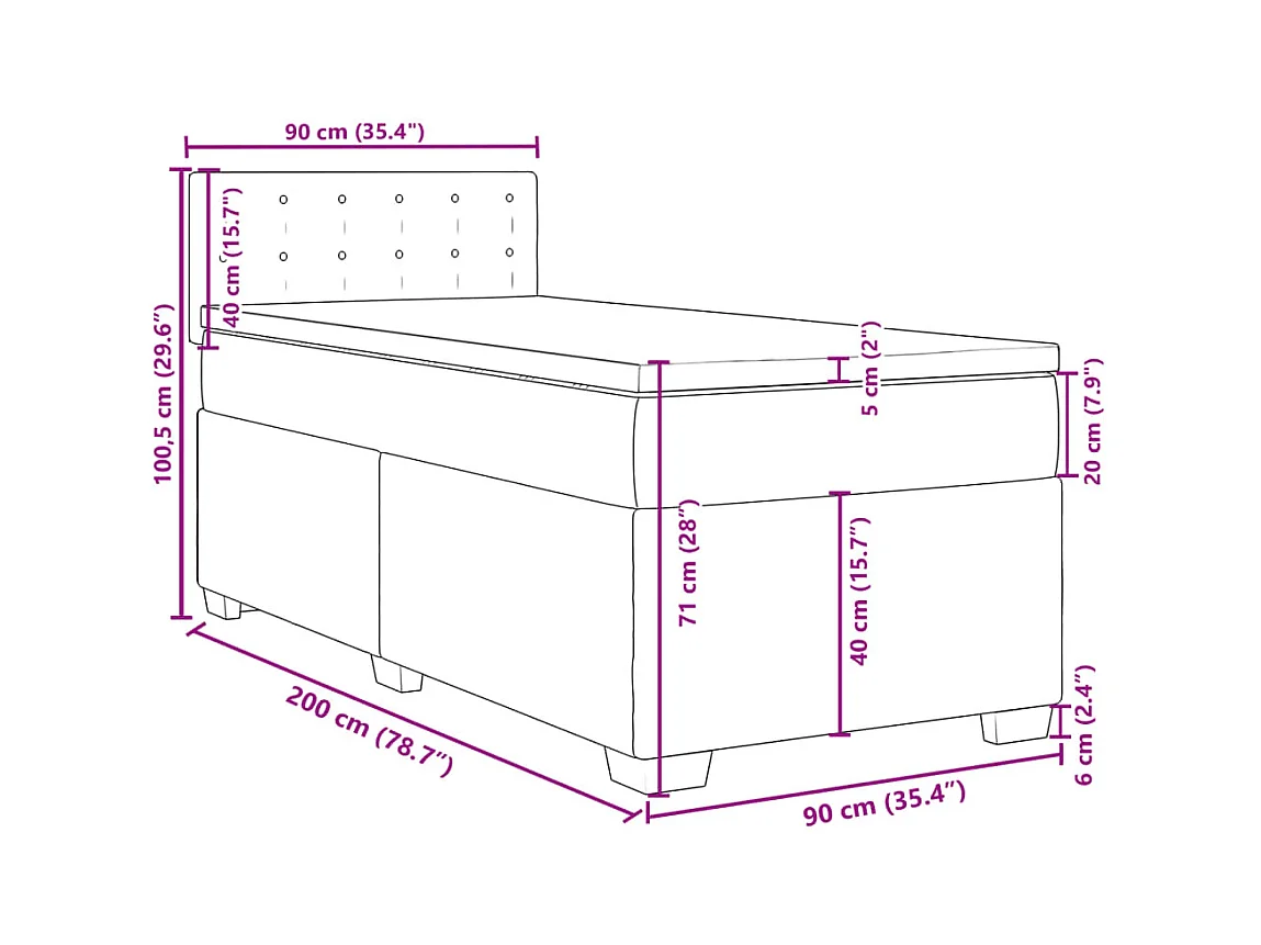Sommier à lattes de lit avec matelas Taupe 90x200 cm Tissu