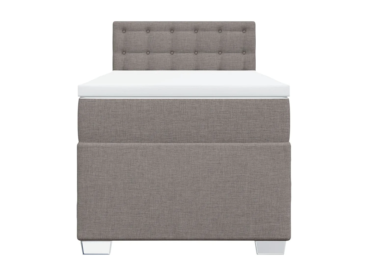 Cama box spring con colchón tela gris taupe 90x200 cm
