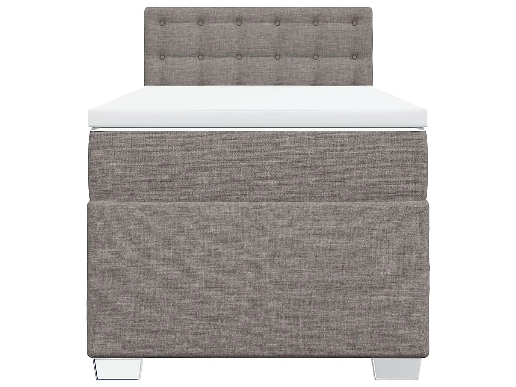 Cama box spring con colchón tela gris taupe 90x200 cm