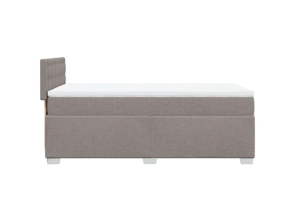 Cama box spring con colchón tela gris taupe 90x200 cm