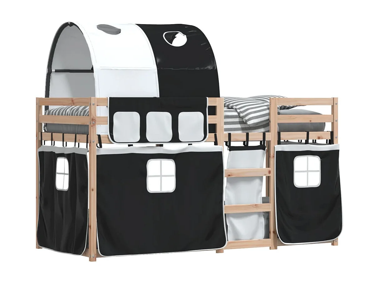 Letto a Castello senza Materasso Bianco e Nero 90x190cm in Pino