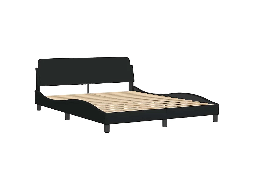 Cadre de lit sans matelas noir 160x200 cm tissu