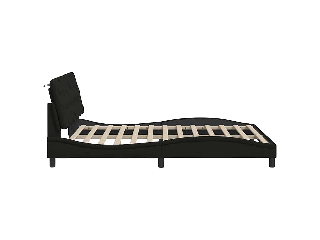 Cadre de lit sans matelas noir 160x200 cm tissu