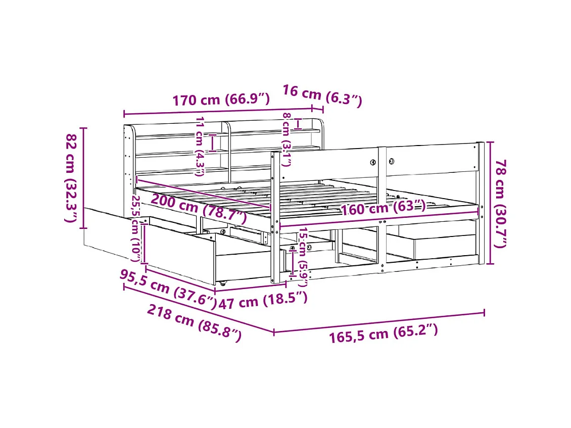 Massivholzbett ohne Matratze Weiß 160x200 Kiefernholz