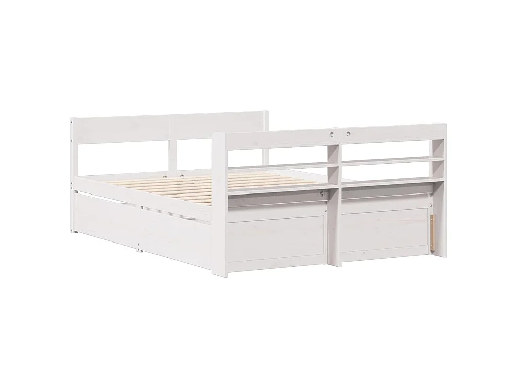 Massivholzbett ohne Matratze Weiß 160x200 Kiefernholz