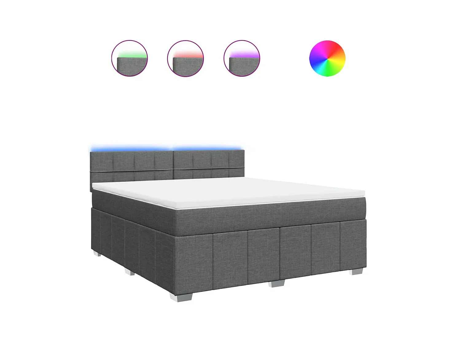 Giroletto a Molle con Materasso Grigio Scuro 180x200 cm Tessuto