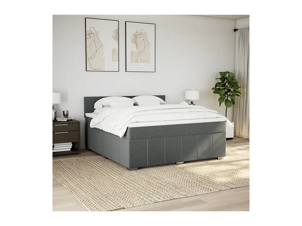 Giroletto a Molle con Materasso Grigio Scuro 180x200 cm Tessuto