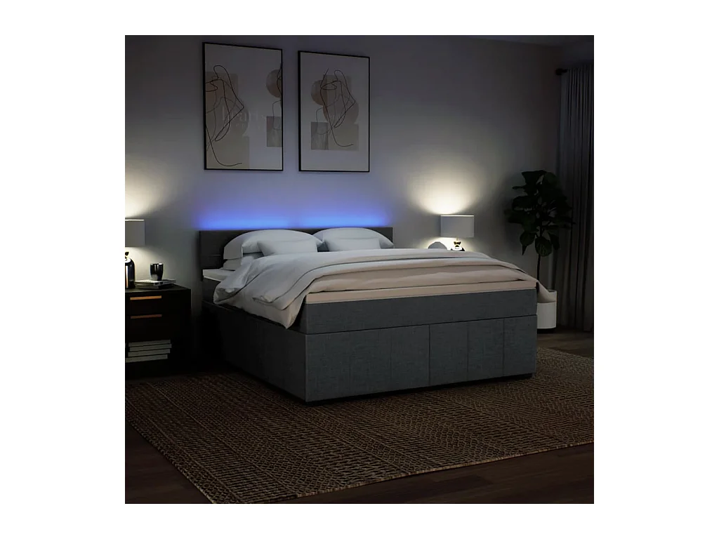 Giroletto a Molle con Materasso Grigio Scuro 180x200 cm Tessuto