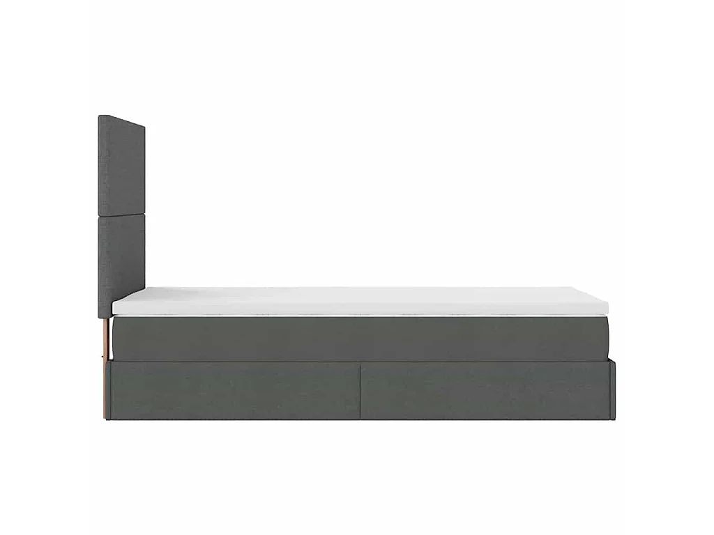Estrutura cama otomana colchão 100x200cm tecido cinzento escuro