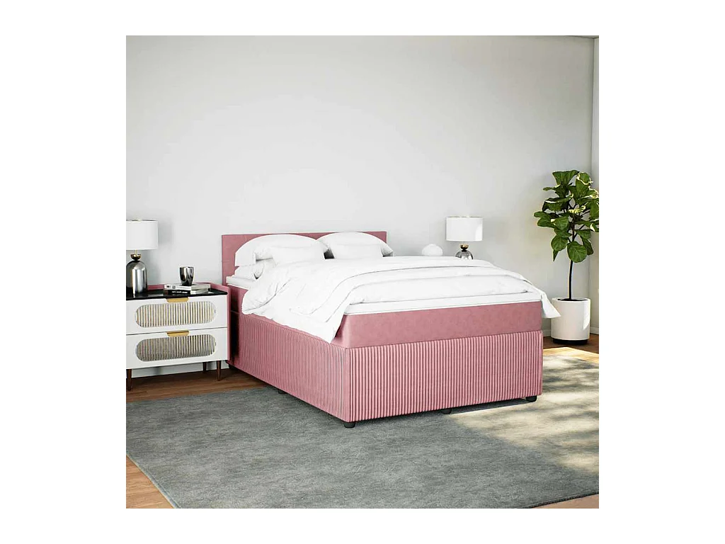Sommier à lattes de lit avec matelas Rose 140x200 cm Velours