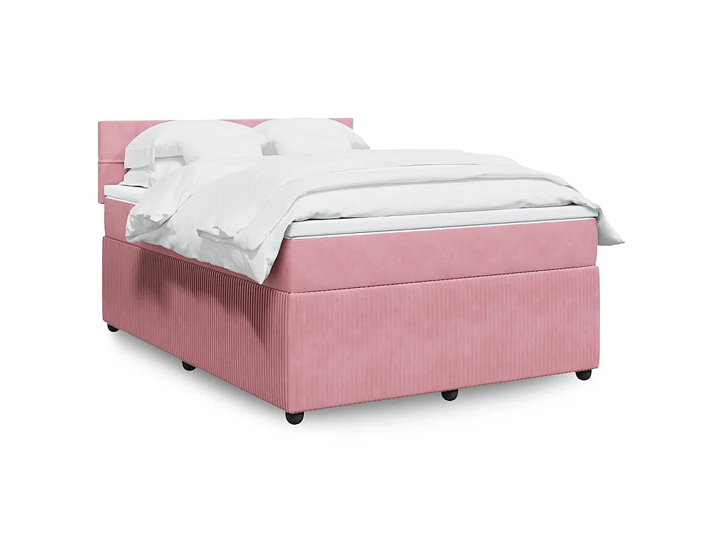 Cama com molas/colchão 140x200 cm veludo rosa