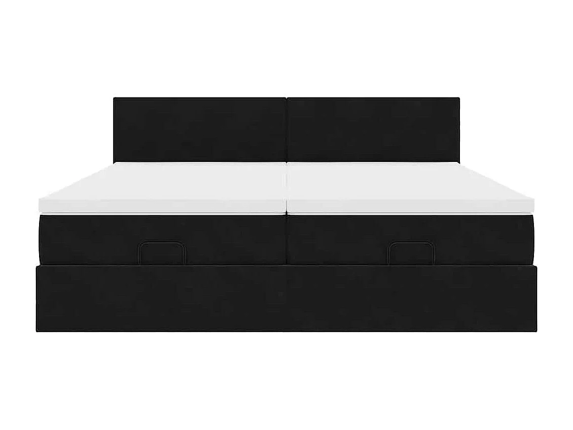 Struttura Letto Pouf con Materassi Nero 160x200 cm in Velluto