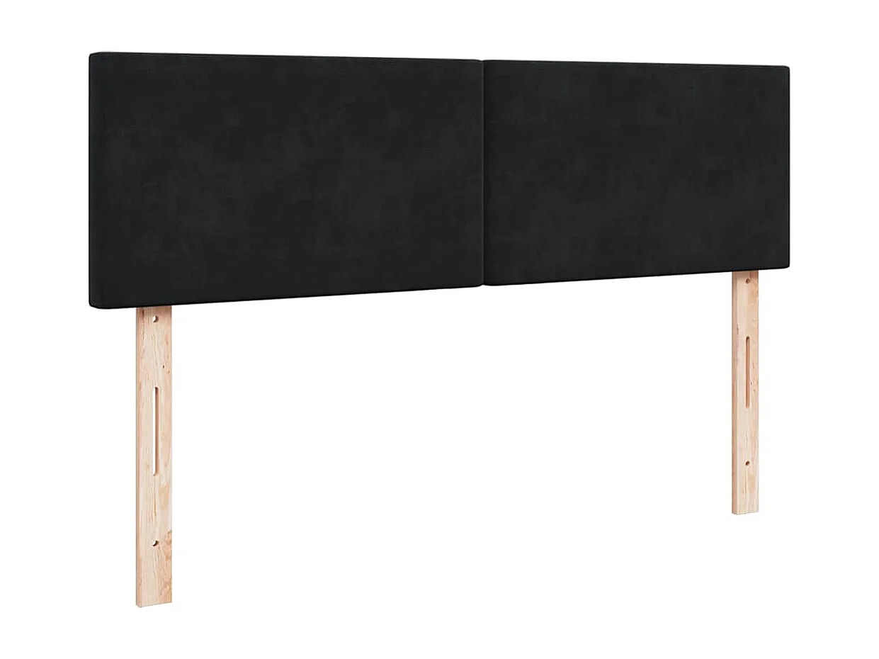 Struttura Letto Pouf con Materassi Nero 160x200 cm in Velluto
