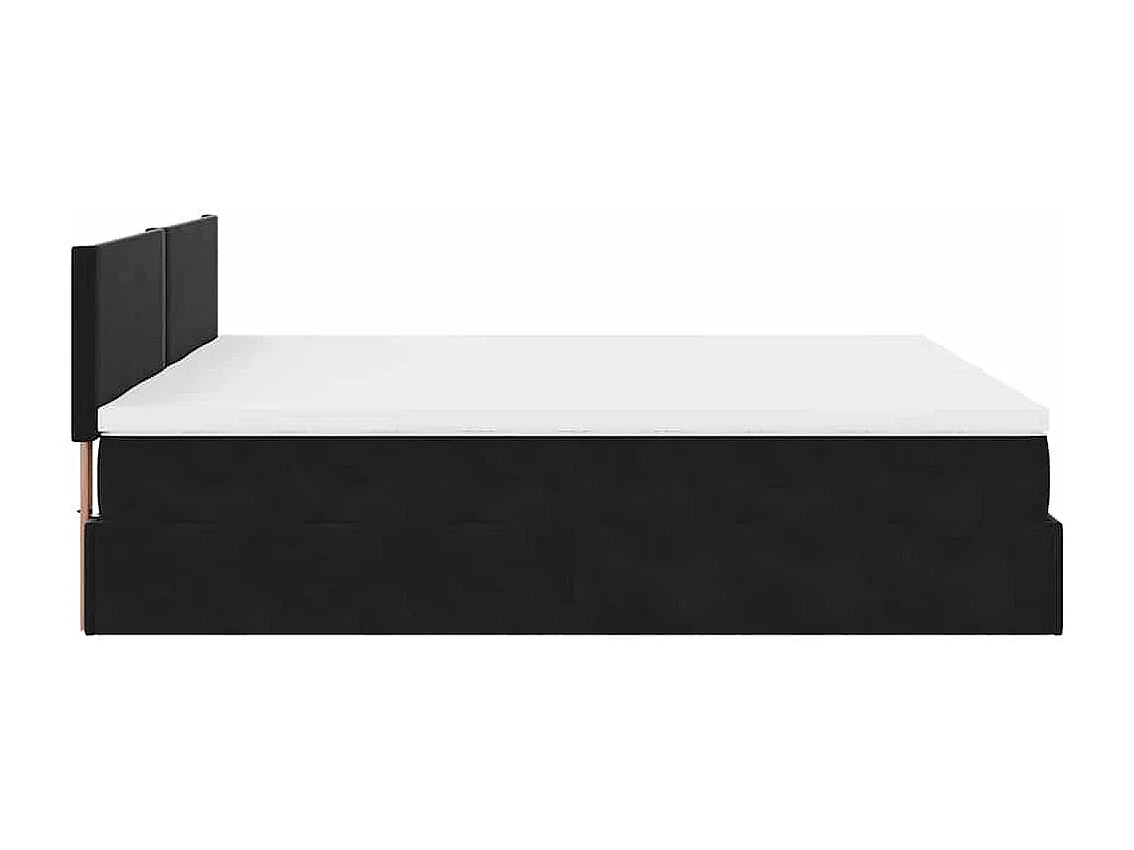 Struttura Letto Pouf con Materassi Nero 160x200 cm in Velluto