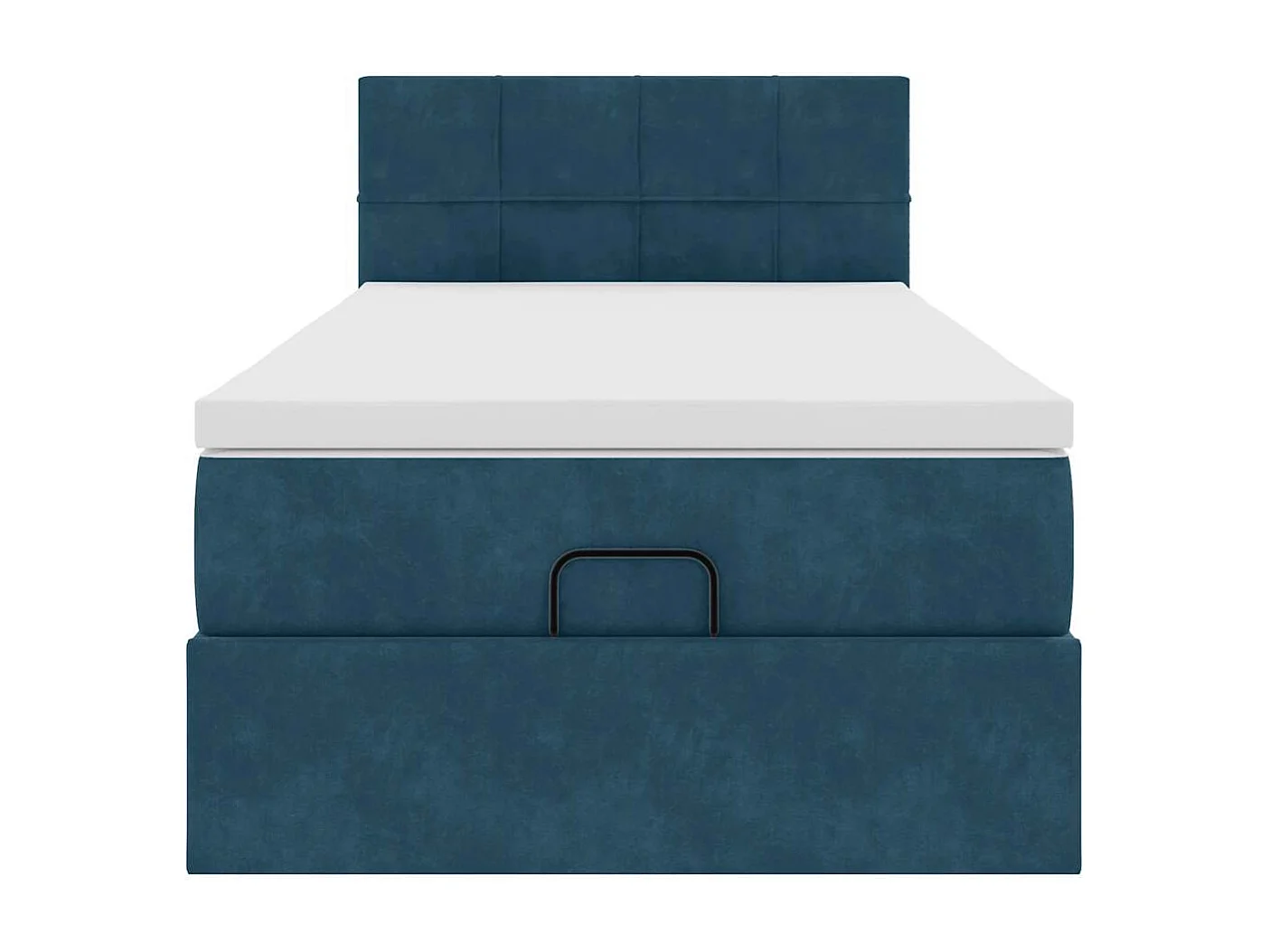 Cadre de lit ottoman avec matelas bleu foncé 90x200 cm velours