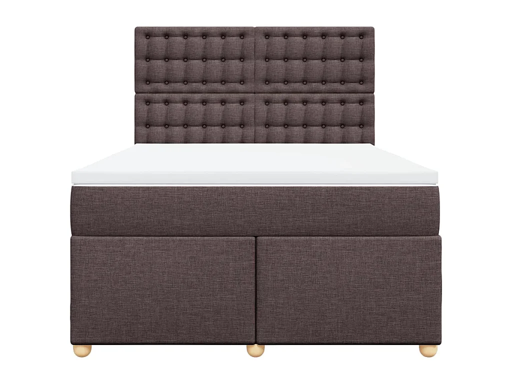 Cama com molas/colchão 160x200 cm tecido castanho-escuro