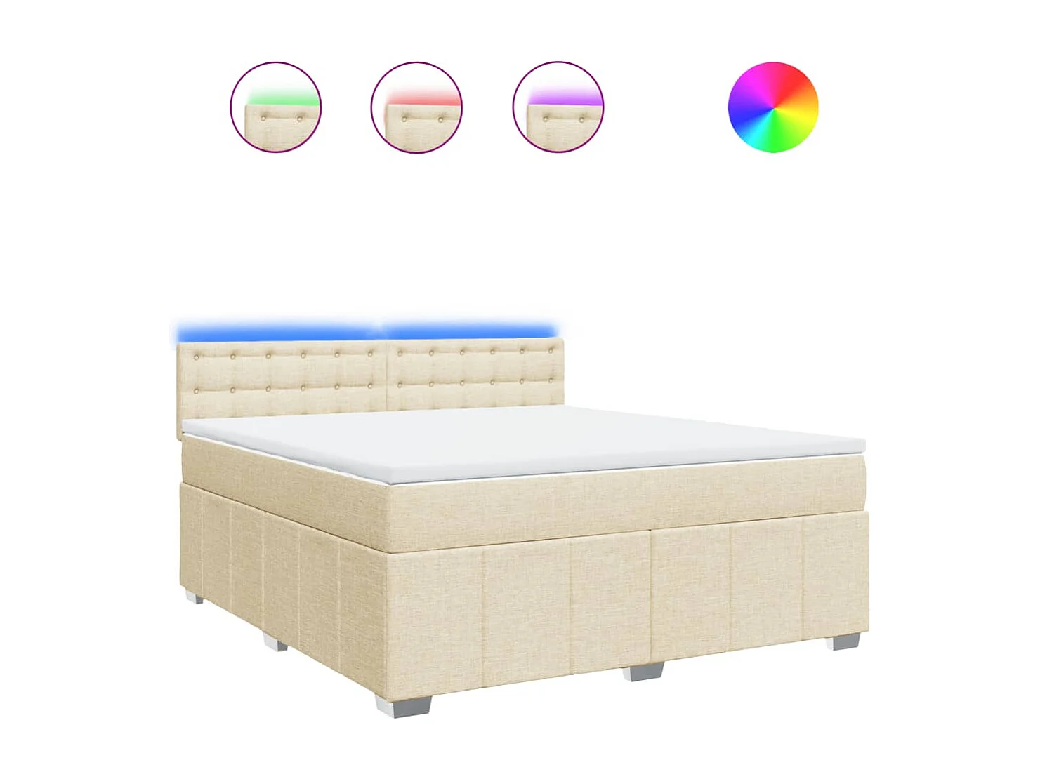 Boxspring met matras stof crèmekleurig 180x200 cm