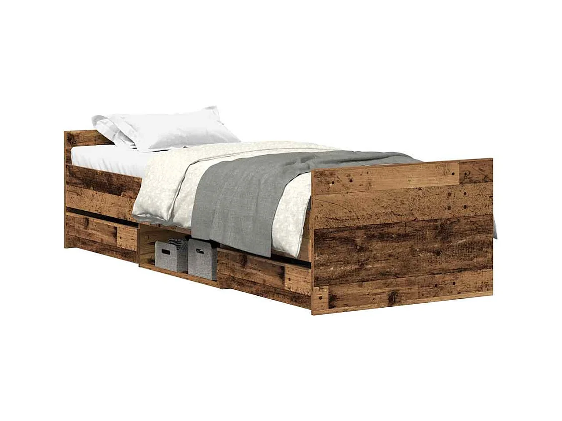 Cadre de lit sans matelas vieux bois 90x200 cm bois ingénierie