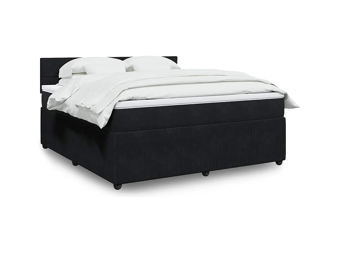 Boxspringbett mit Matratze Schwarz 180x200 cm Samt