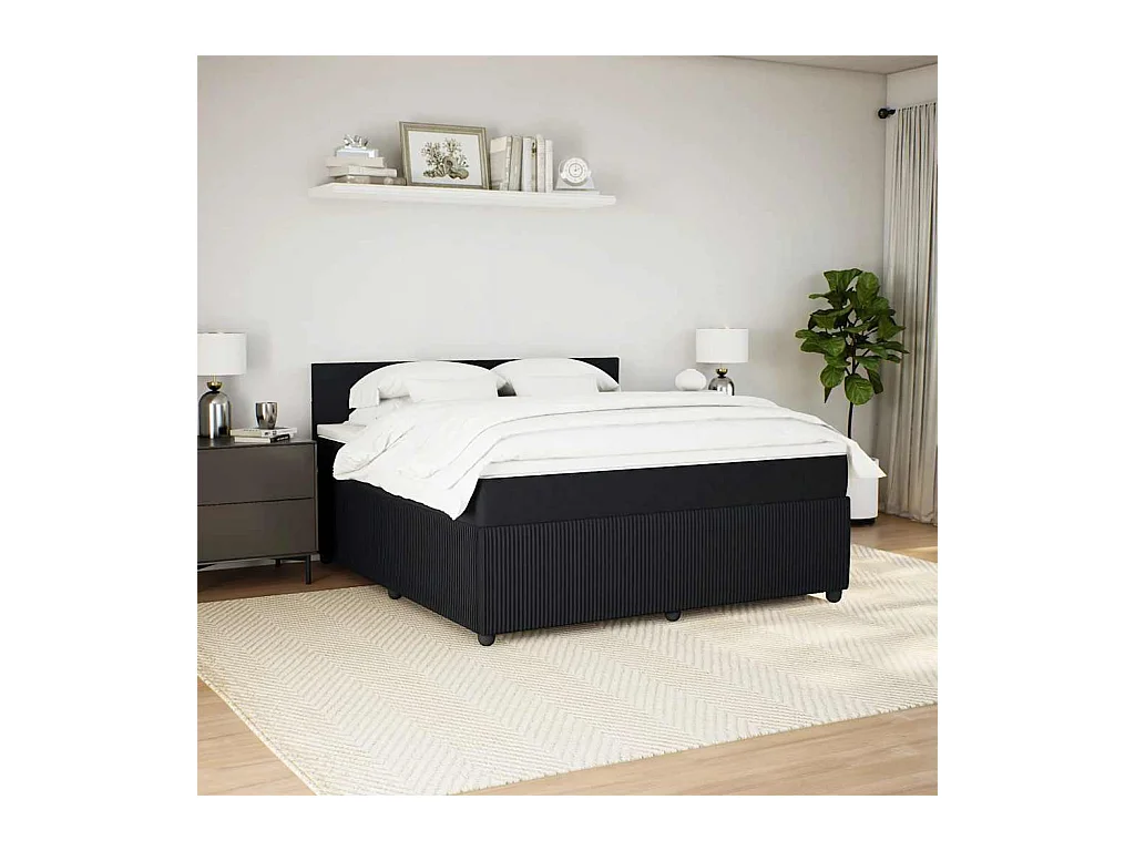 Boxspringbett mit Matratze Schwarz 180x200 cm Samt