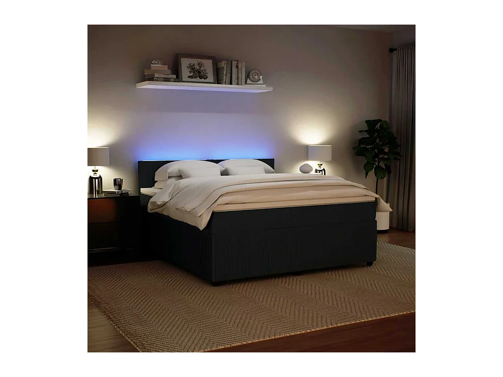 Boxspring met matras fluweel zwart 180x200 cm