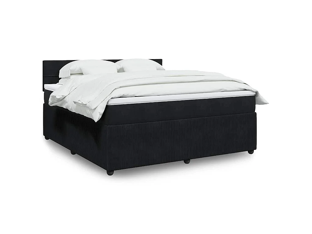 Boxspring met matras fluweel zwart 180x200 cm