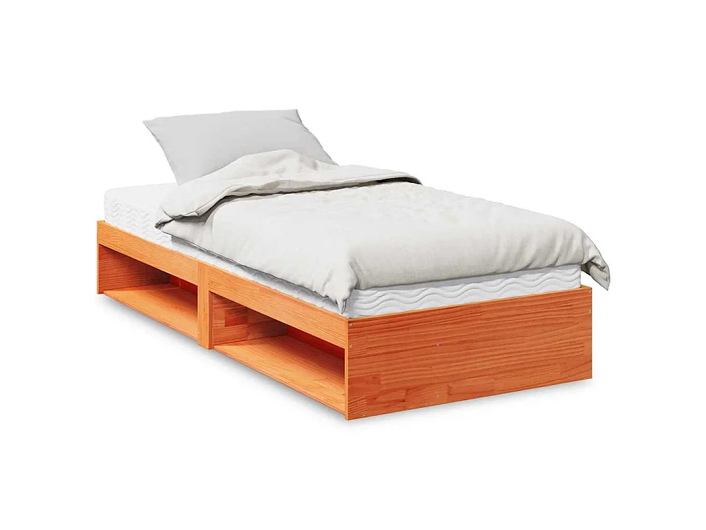 Dormeuse con Materasso Marrone 90x190 cm Legno Massello di Pino