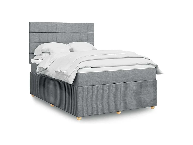 Cama com molas/colchão 140x190 cm tecido cinzento-claro