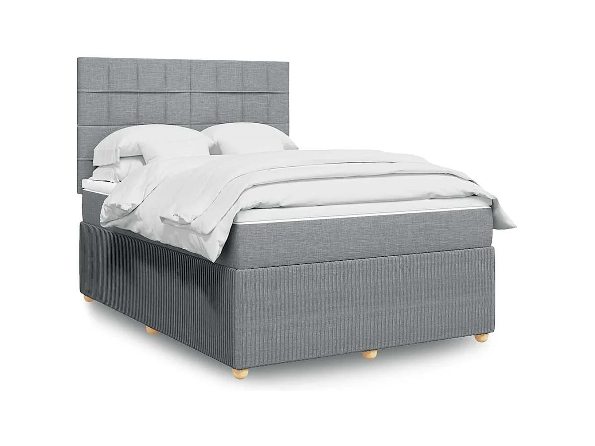 Sommier à lattes de lit avec matelas Gris clair 140x190cm Tissu