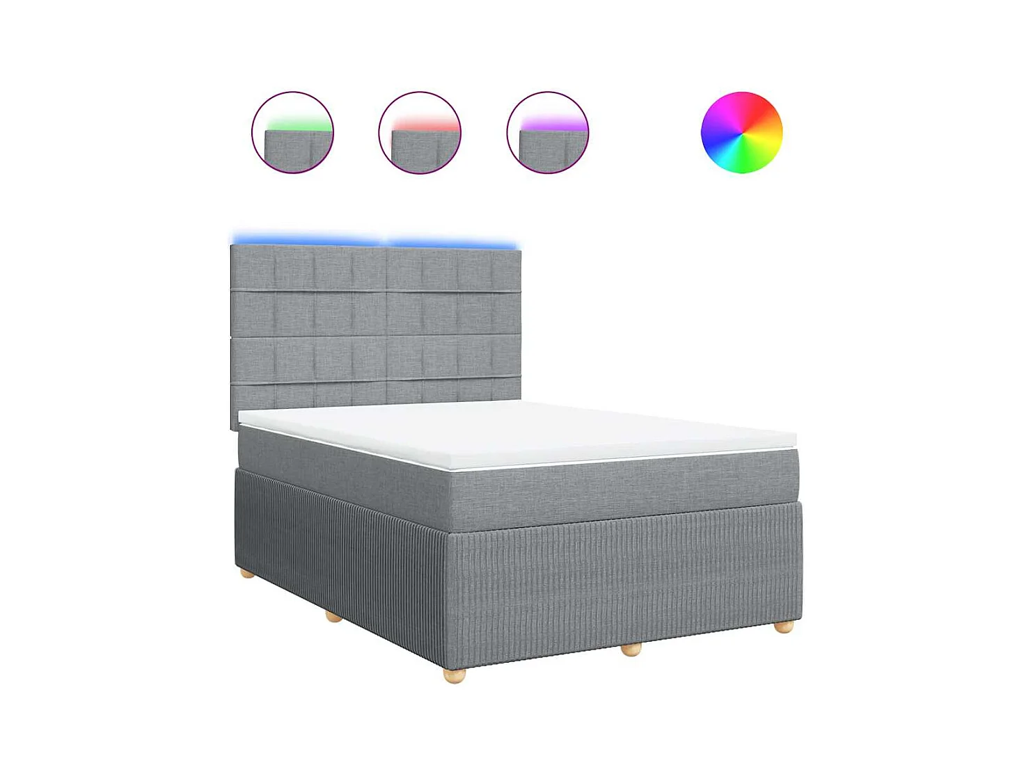 Sommier à lattes de lit avec matelas Gris clair 140x190cm Tissu