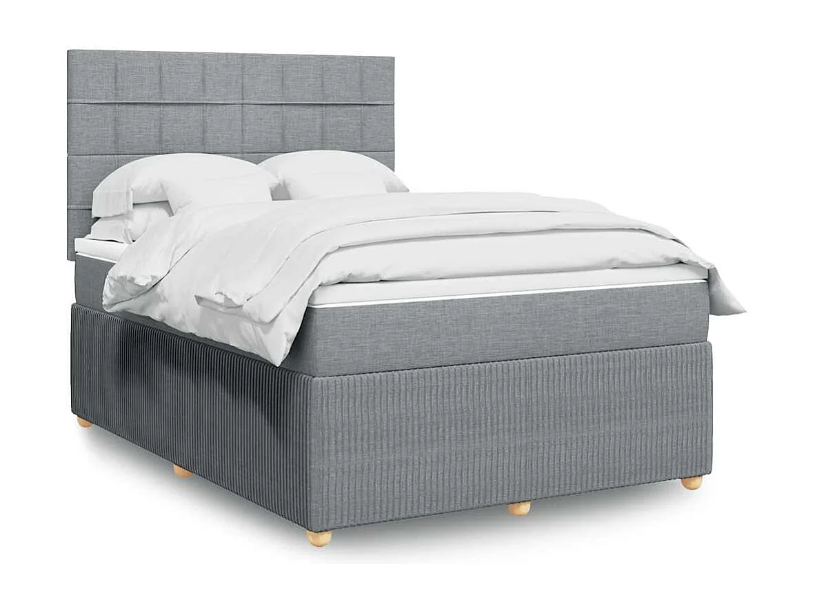 Boxspringbett mit Matratze Hellgrau 140x190 cm Stoff