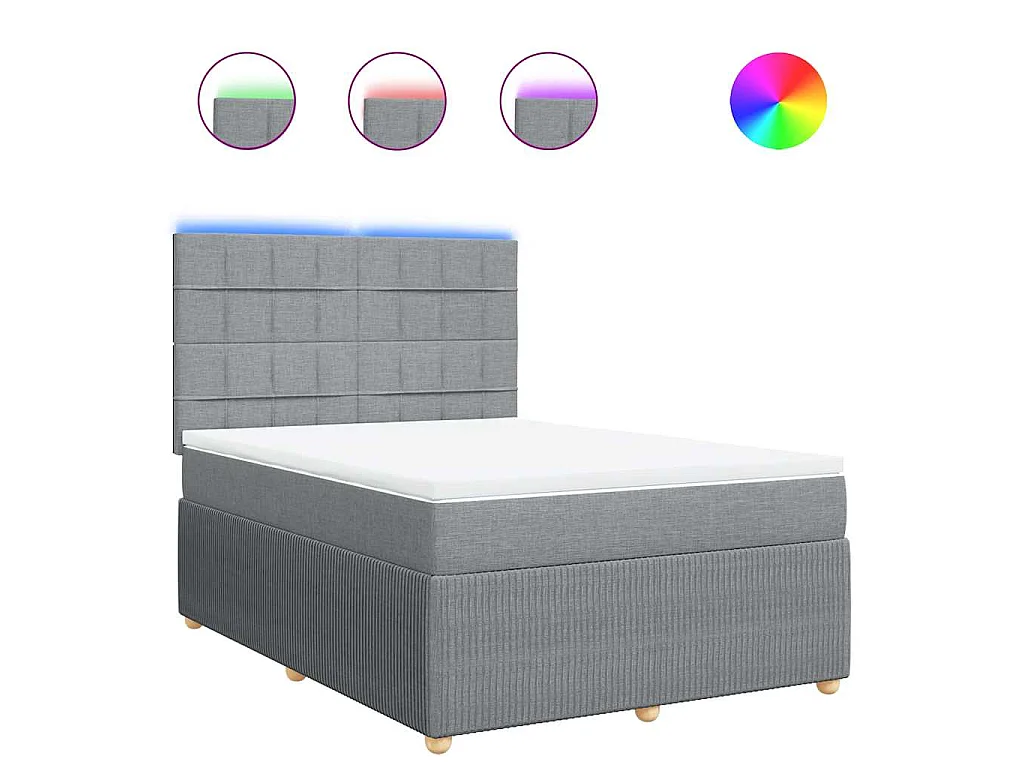 Sommier à lattes de lit avec matelas Gris clair 140x190cm Tissu