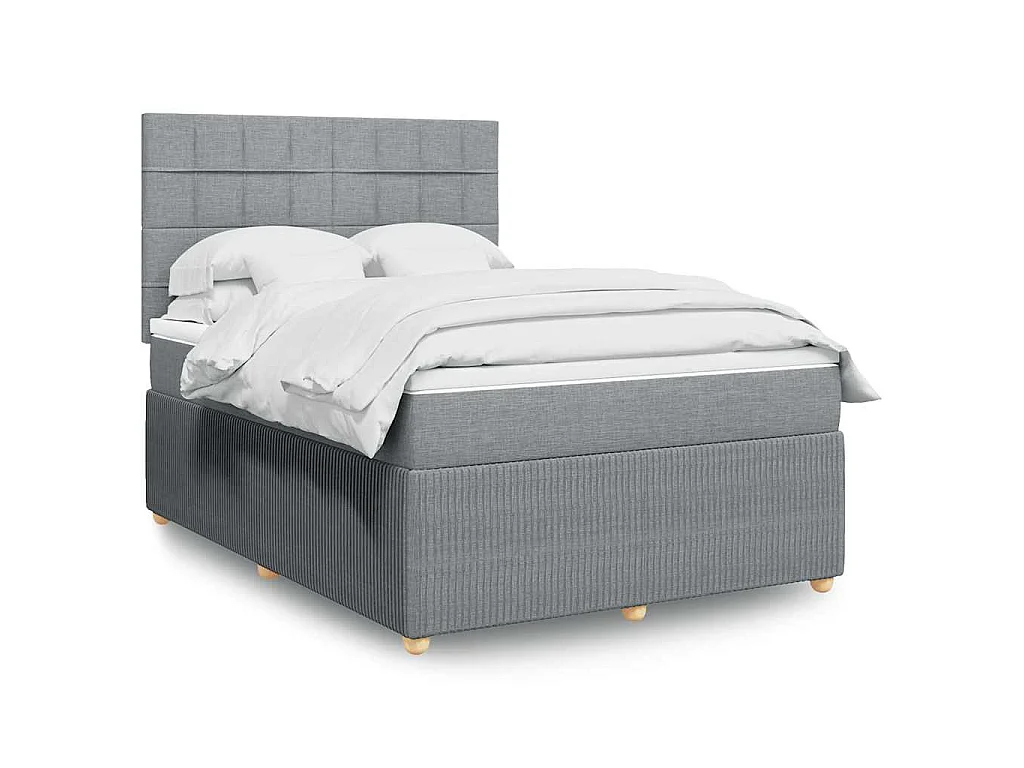 Sommier à lattes de lit avec matelas Gris clair 140x190cm Tissu